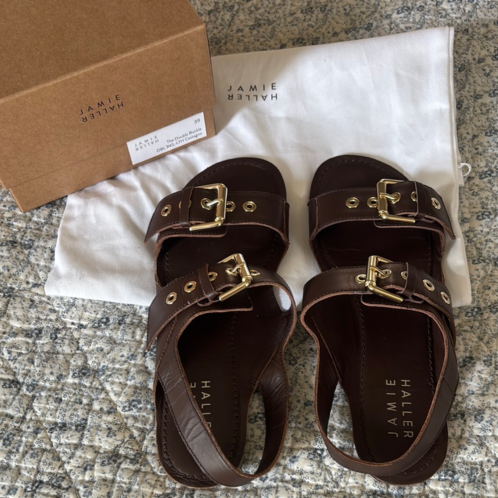 Jamie Haller Leather Sandals in Castagno